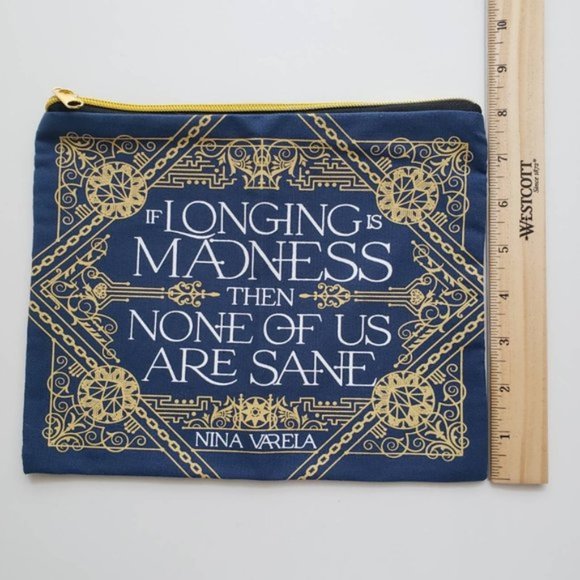 Illumicrate Crier's War Fabric Zipper Pouch Nina Varela Iron Heart with Book Quo - Picture 4 of 7